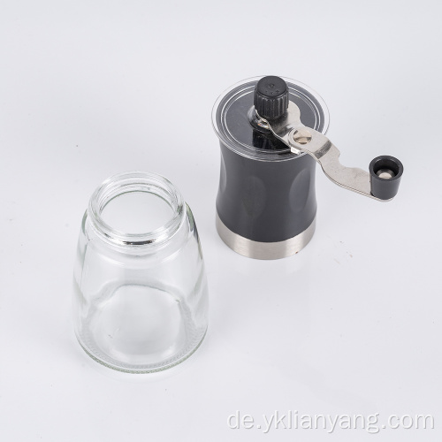 manuelle Edelstahl-Kaffeemühle mit Glasflasche